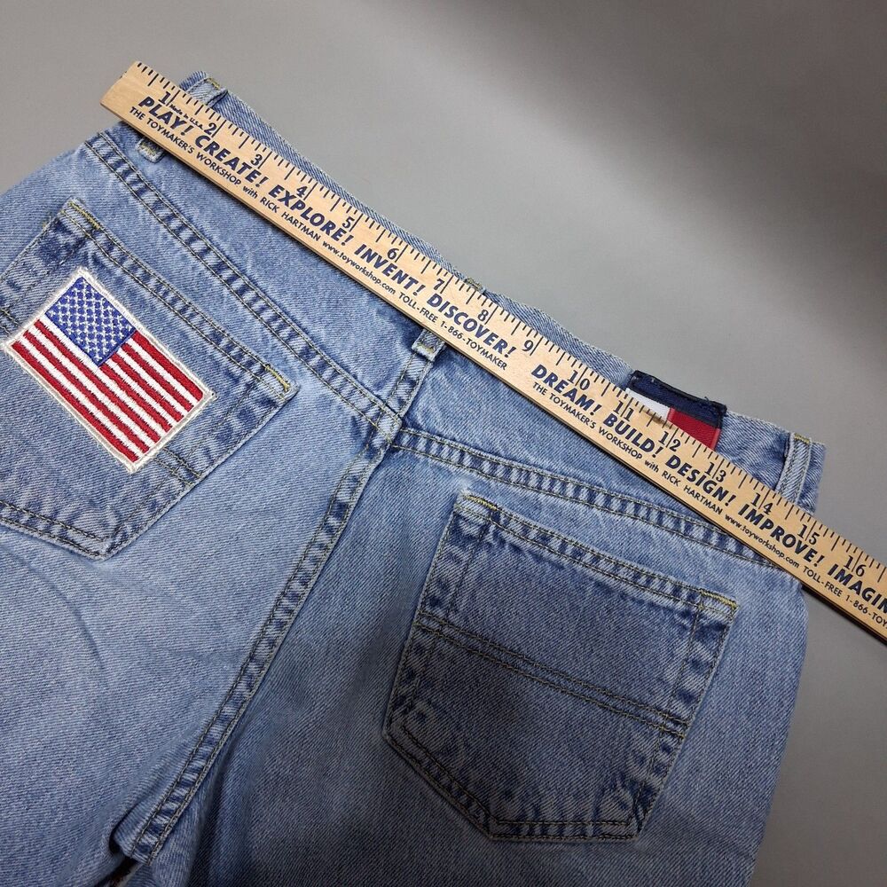 Vintage Tommy Jeans Hand-Painted Patriotic USA Embellished Denim Shorts Size 5 - Picture 7 of 10